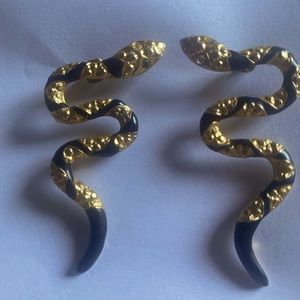 Gold and Black Snake Earrings